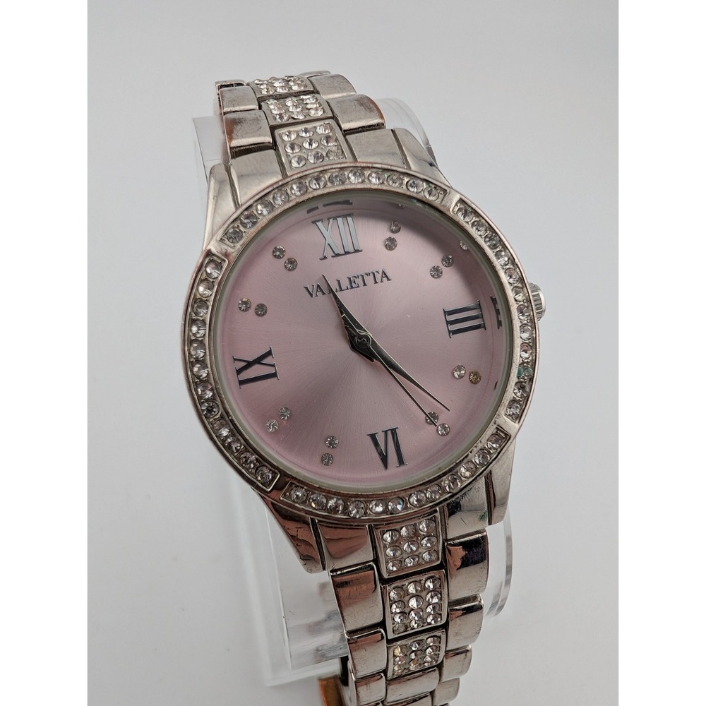 Valletta Watch Women 32mm Case Pink Dial‎ Silver 7" Band- New Battery